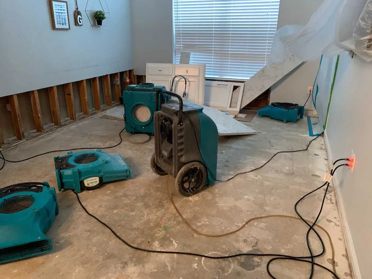 Dehumidifier in flood-cut room for Water Damage Restoration in South Fulton